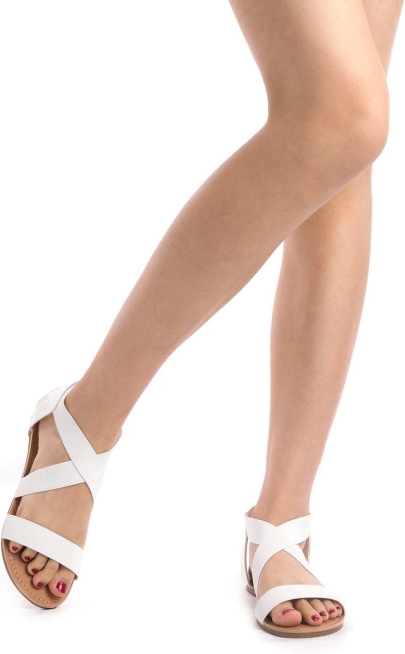 DREAM PAIRS Women's Elastic Ankle Strap Flat Sandals Summer Dressy Shoes Cute Strappy Gladiator Sandals - Image 6