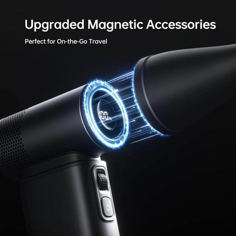 JISULIFE Portable Handheld Fan Ultra2, 9000mAh Max 25 Hrs, 5 IN 1, 100 Speed Turbo Fan Rechargeable 18W Power Bank with Flashlight, Metal Shell Multi-Function Travel Essentials Gifts for Men-Grey - Image 7