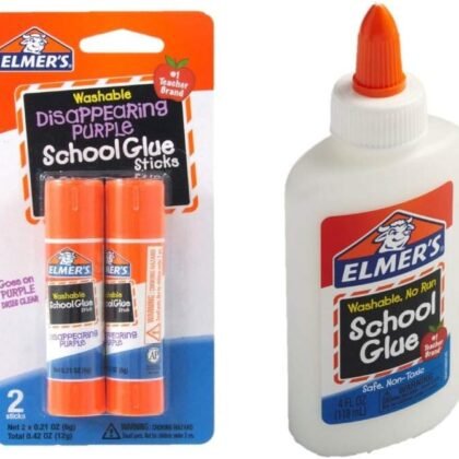 Elmer's bundle Washable Liquid School Glue, White, Dries Clear, 4 fl oz Plus Disappearing Purple Elmer's School Glue Stick, 7g, 2pk