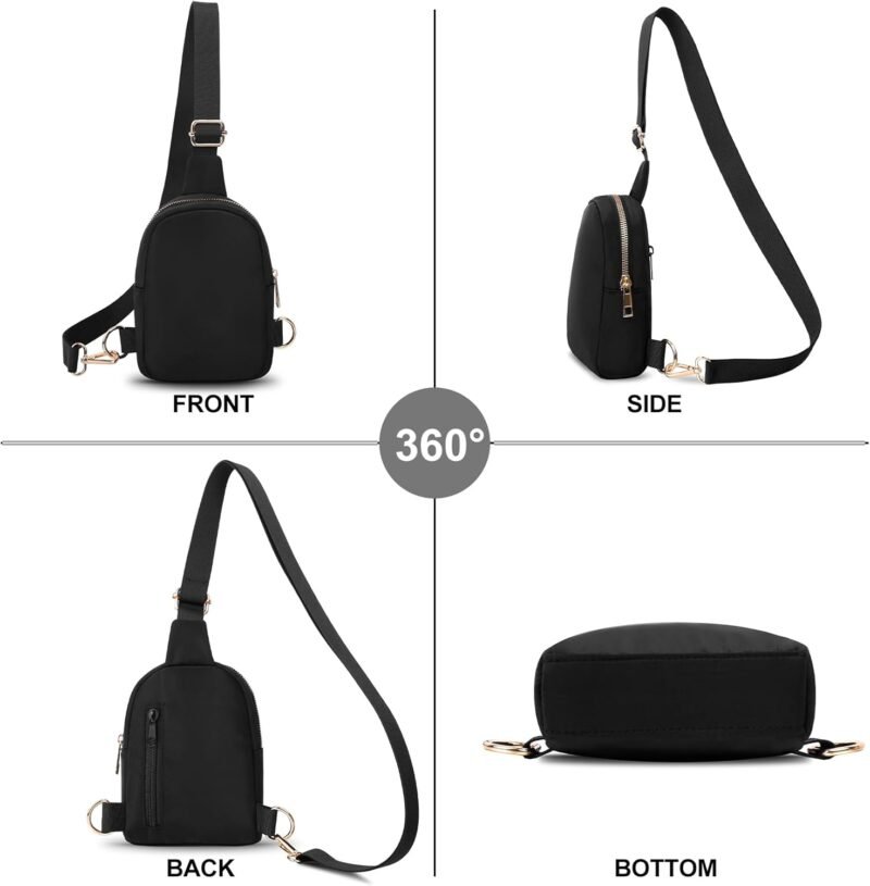 VOROLO Small Sling Bag For Men and Women，Crossbody Bags For Women with Ajustable Strap Trendy Cross body Bag Black - Image 6