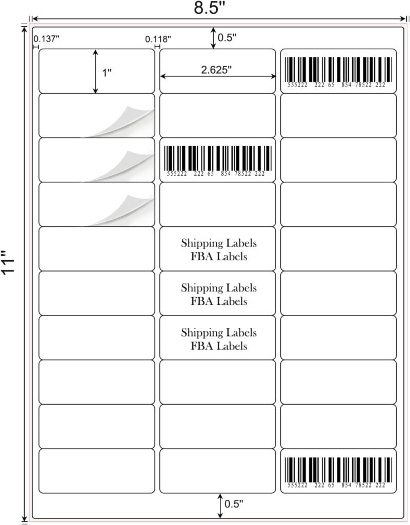 1" x 2-5/8" Address Labels 900 Labels Sticker Paper for Laser/Ink Jet Printer mailing Labels 8.5"×11" White 30 per Sheet - Image 2