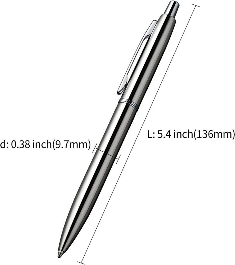 ChaoQ 3 Pcs Retractable Metal Ballpoint Pens, for Gift, Business, Office, 1.0mm Medium Point Black Ink, 6 Extras Replaceable Metal Refills - Stainess Steel - Image 2