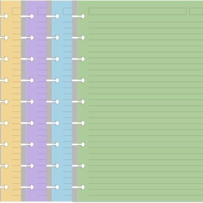 9-Disc Discbound 5 Colorful Line Paper Pre-punched Happy Planners Inserts, 100Sheets/200Pages Classic Size Line Loose-Leaf Paper, Per Color 20 Sheets, 7" x 9.25"