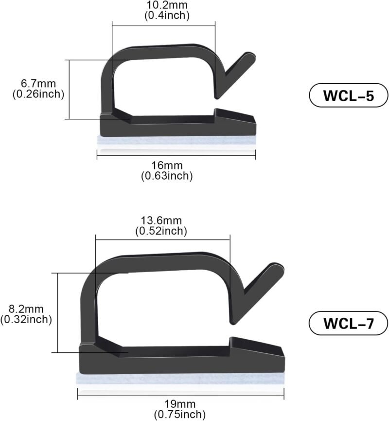 XHF 120 PCS Adhesive Cable Wire Clips Black, Outdoor Cable Management Wire Organizer Cord Holder for Under Desk, Car, Wall, TV PC Ethernet Cable - Image 2