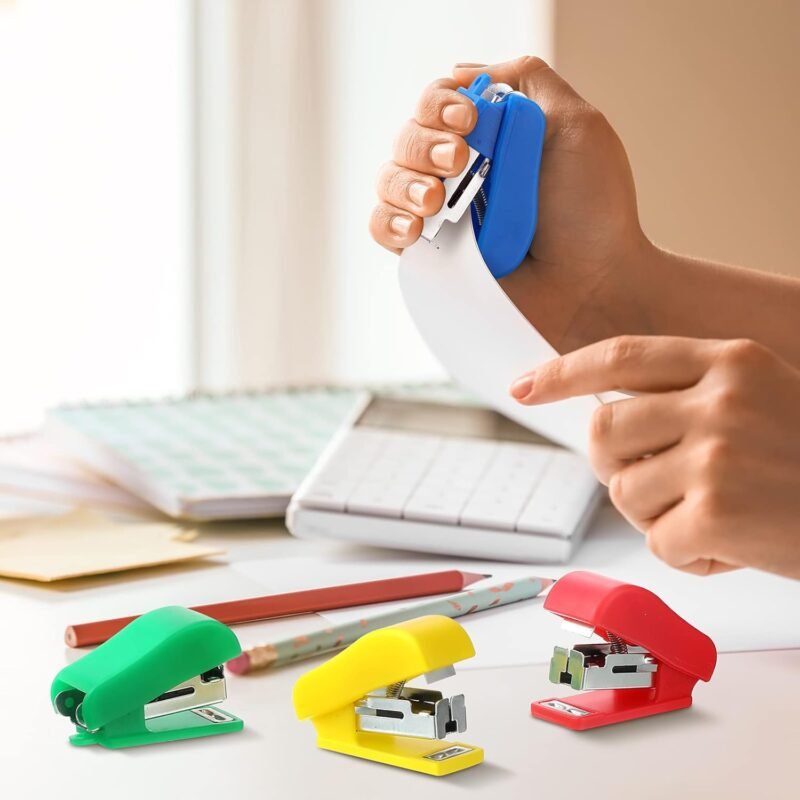 Fainne Mini Stapler with Staples, Portable Multicolor Small Stapler, Hand Held Desk Staplers, Cute Office Supply Set for Office College, 4 Colors(Classic Color,24 Pcs) - Image 5