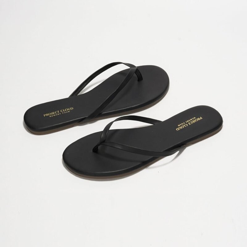 Project Cloud Flip Flops for Women - Memory Foam Flats Summer Sandals for Women 2025 - Vegan Leather Lightweight Womens Sandals Summer Beach Essentials Slides - Image 6