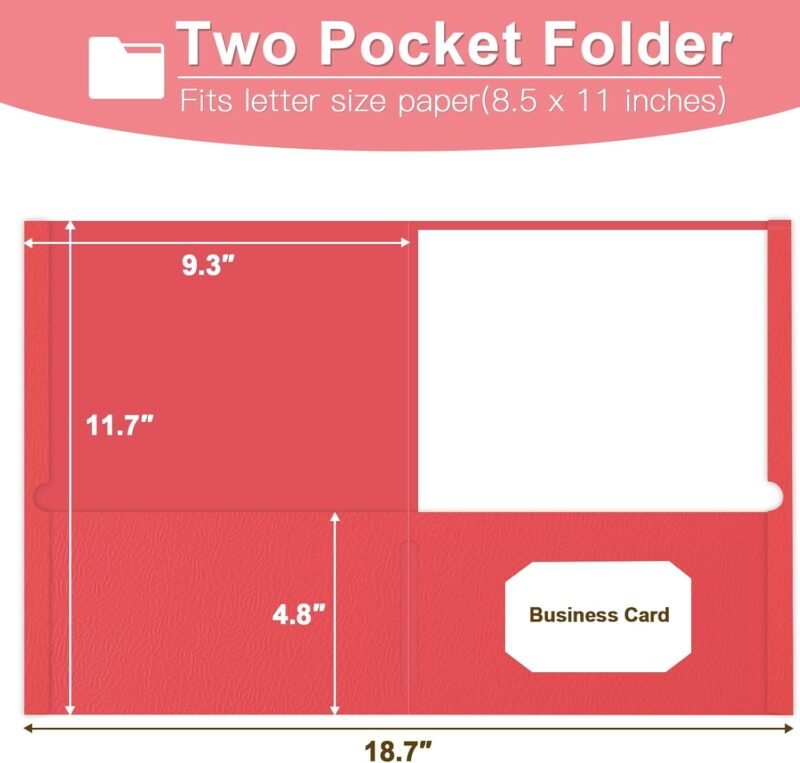 Folders with Pockets, LAYZZ 30 Pack Paper Pocket Folders, 2 Pocket Folders Fits Letter Size Paper, for School Office and Home (Red) - Image 2