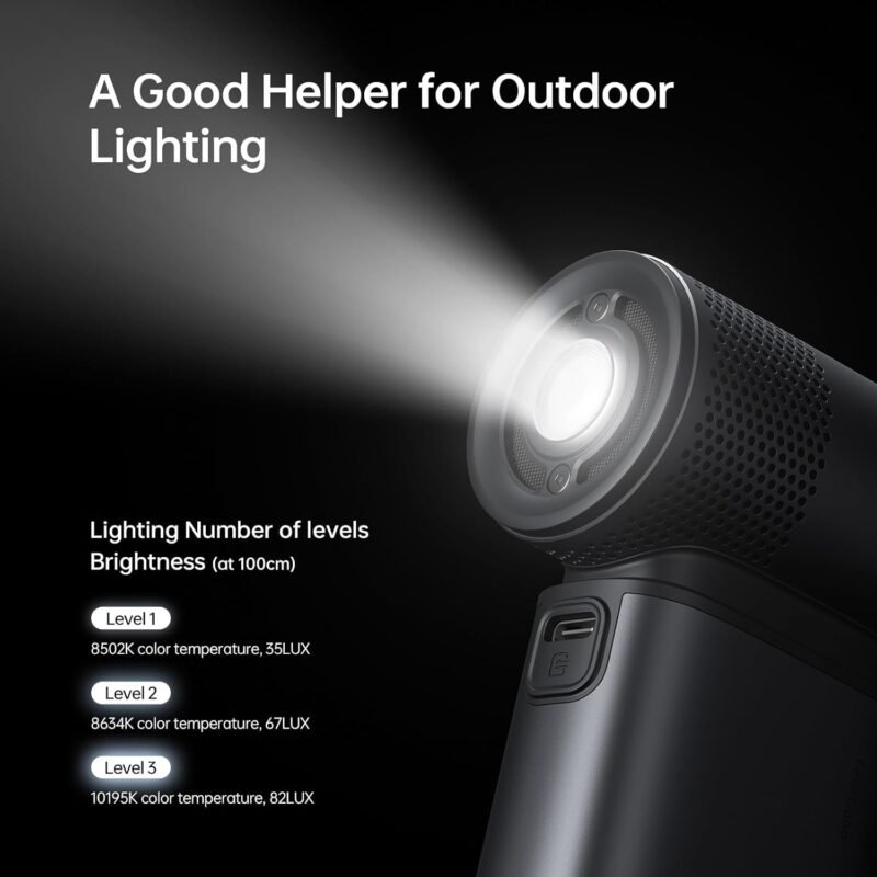 JISULIFE Portable Handheld Fan Ultra2, 9000mAh Max 25 Hrs, 5 IN 1, 100 Speed Turbo Fan Rechargeable 18W Power Bank with Flashlight, Metal Shell Multi-Function Travel Essentials Gifts for Men-Grey - Image 5
