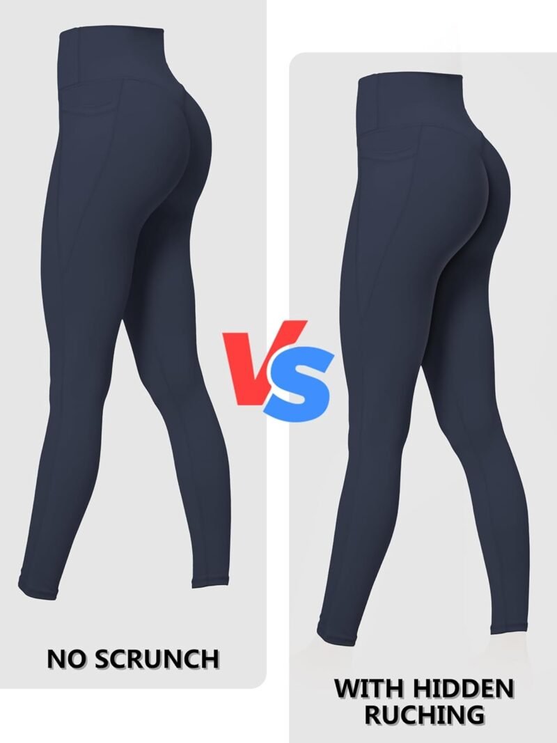 Sunzfly Invisible Butt Scrunch Workout Leggings with Pockets for Women, No Front Seam Gym Yoga Pants with Tummy Control - Image 3