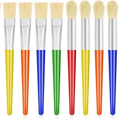 Anezus Large Chubby Paint Brushes Round and Flat Preschool Paint Brushes for Washable Paint Acrylic Paint For Toddler , 10Pcs