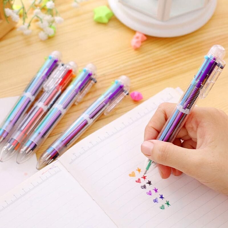 Hutou 24 Pack 0.5mm 6-in-1 Multicolor Ballpoint Pen 6 Colors Retractable Ballpoint Pens for Office School Supplies Students Children Gift, Kids Party Favors Pen(24 Pack) - Image 4