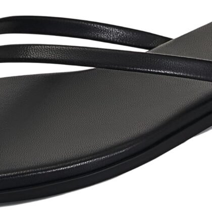 Rihero Flip Flops for Women Comfortable Square Toe Beach Sandals Slip On Leather Thong Flat Sandals Dressy