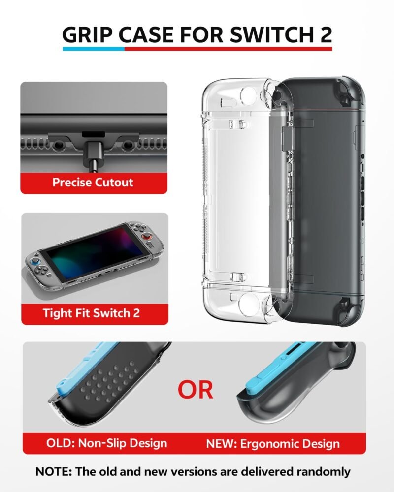 Switch 2 Accessories Bundle for Nintendo, 16 in 1 Game Kit: Carrying Case, Two Screen Protector with Alignment Frame, Steering Wheel for Mario Kart, Grip for joycon Controller Console Protective Cover - Image 5