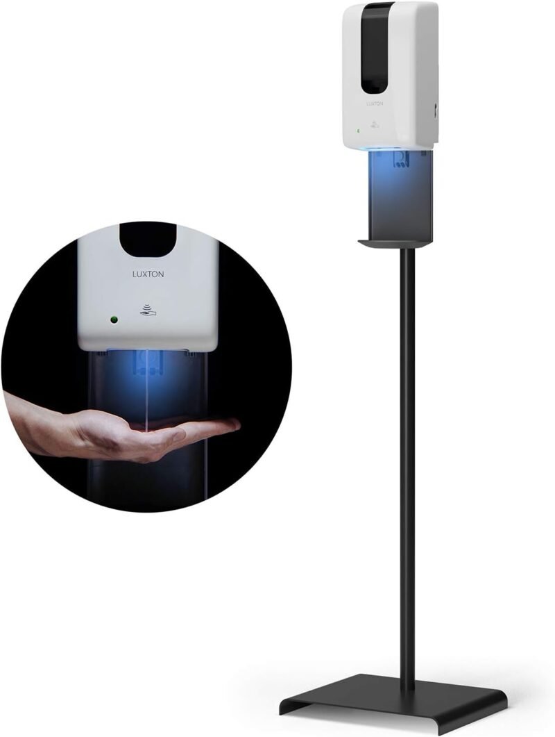 Luxton Home Automatic Hand Sanitizer Dispenser with Stand and Drip Catcher and Refillable Bottle for Restaurants, Schools, Churches - Sanitizer Stand