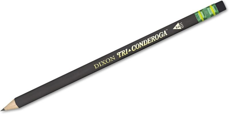 Ticonderoga Tri-Conderoga Triangular Pencils, Wood-Cased #2, Sharpener, Soft Touch Comfort Barrel, Black, 12-Pack (22500)
