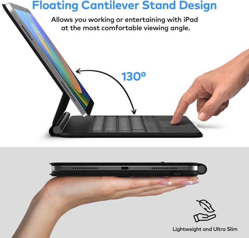 Keyboard Case for iPad 10th Generation 2022 & 11th (A16, 2025) – Magic-Style Keyboard with Multi-Touch Trackpad – Floating Cantilever Stand – Magnetic Case for iPad 10.9 inch 10th / 11th Gen. - Image 3