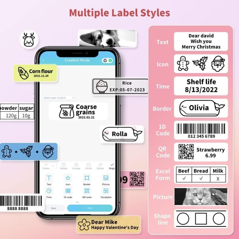 Phomemo D30 Bluetooth Label Printer - Monochrome, Portable, Rechargeable, Compatible with iOS & Android - Image 3