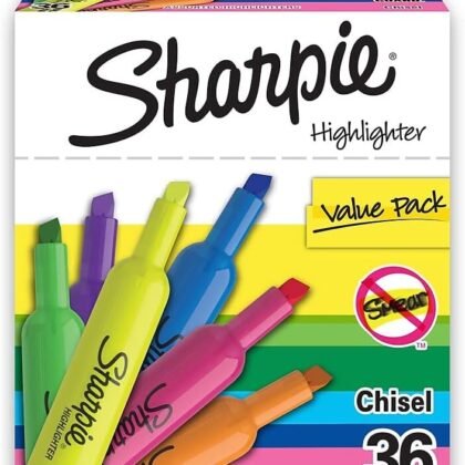 Sharpie Tank Highlighters, Fluorescent And Pastel Highlighters, Chisel Tip, Highlighter Markers Set, Assorted Colors, Value Pack, 36 Count - School, Office, Teacher Supplies