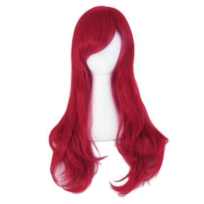 MapofBeauty 28 Inch/ 70 cm Long Curly Hair Ends Costume Cosplay Wig (Dark Red)