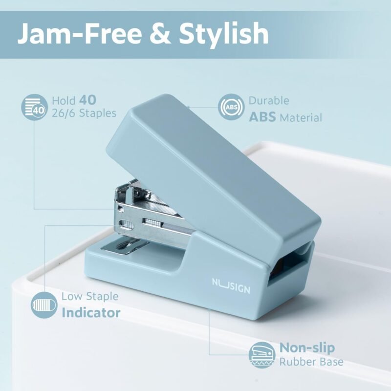 Mini Stapler with 830 Staples, Small Cute Desk Staplers, 25 Sheet Capacity, Blue - Image 4