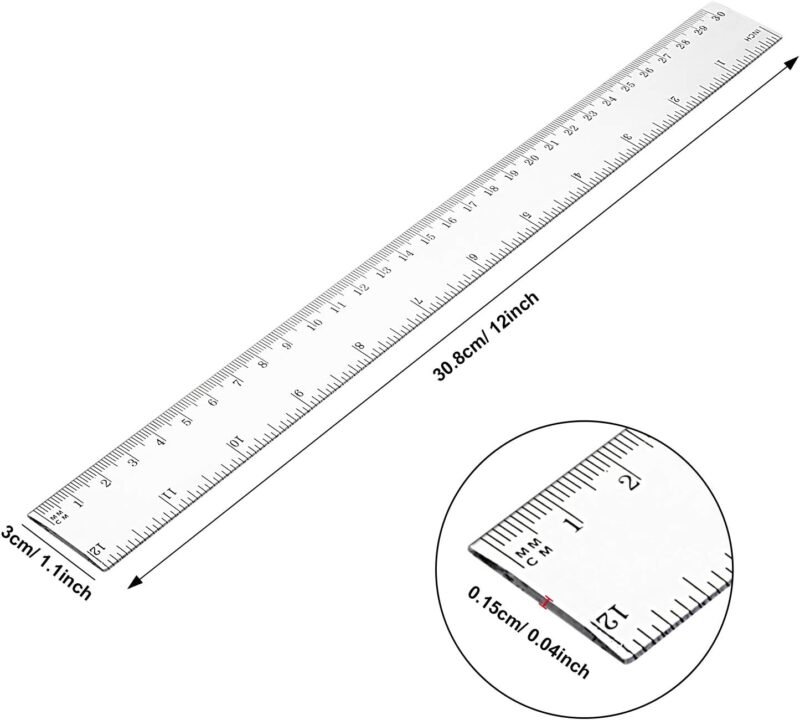 EBOOT 20 Pack Clear Plastic 12 Inch Straight Flexible Ruler With Inches and Metric for School, Classroom, Home, or Office - Image 4