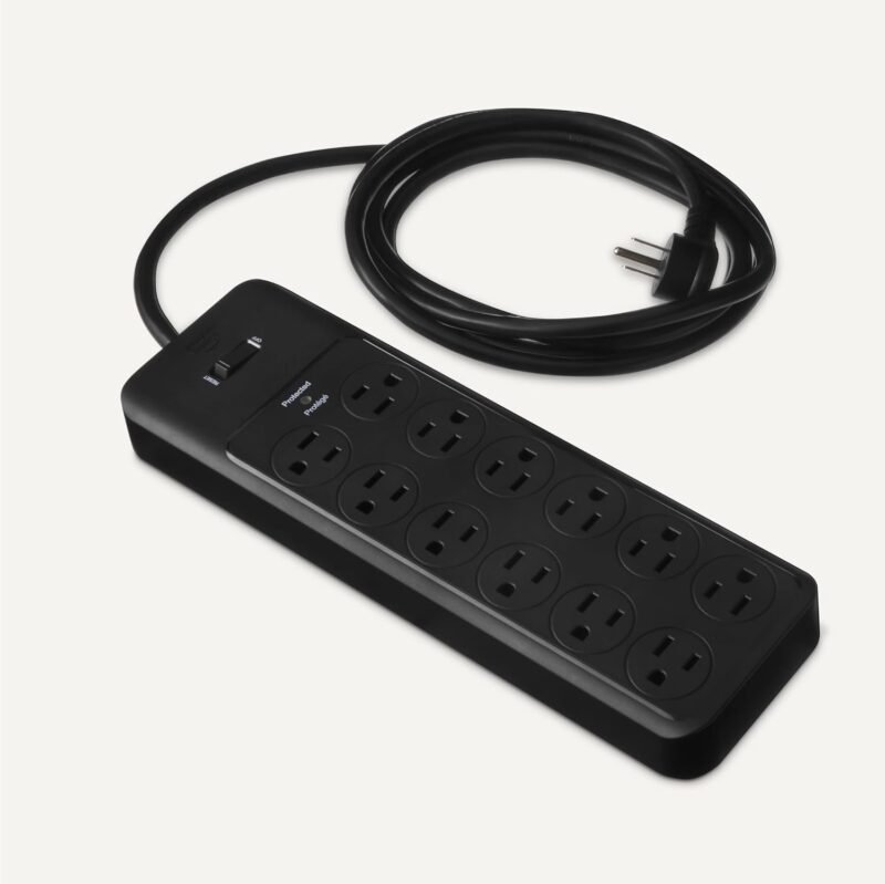 Amazon Basics Surge Protector Power Strip, 12-Outlet, 4000 Joules, 8ft Extension Cord, Rectangle, for Home, Office, Gaming Room, Black - Image 5