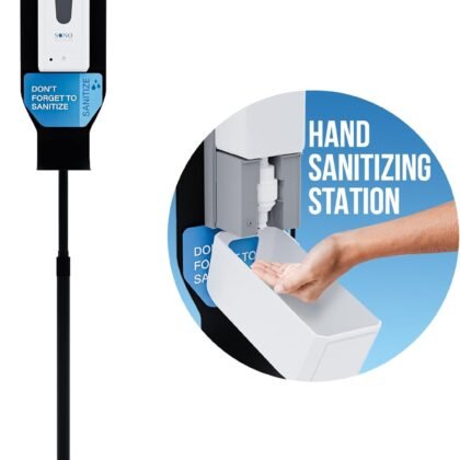 Automatic Hand Sanitizer Dispenser with Stand - Touchless Sanitizer Station for High-Traffic Areas, Malls, Schools, & Offices, Refillable