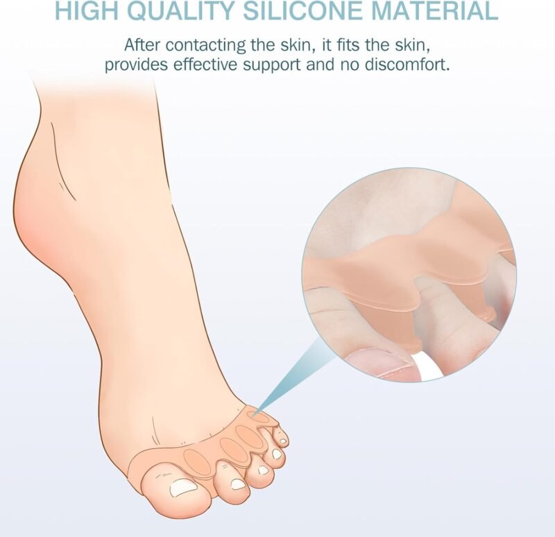 2 Pcs Toe Spacers for Women and Men - Metatarsal Yoga Cushion - Therapeutic Stretchers for Plantar Fasciitis, Bunions, Silicone Toe Separators (beige, Medium) - Image 6