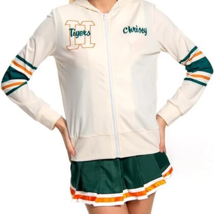 Women Girls Hoodie Costume Halloween Cosplay Sweatshirt Jacket High School Cheerleader Outfits