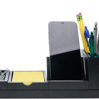 Excello Global Products Magnetic Desk Organizer | 6 Removable Compartments for Pens, Pencils, Post-Its, Paperclips, Cell Phone and Office Supplies (Black)