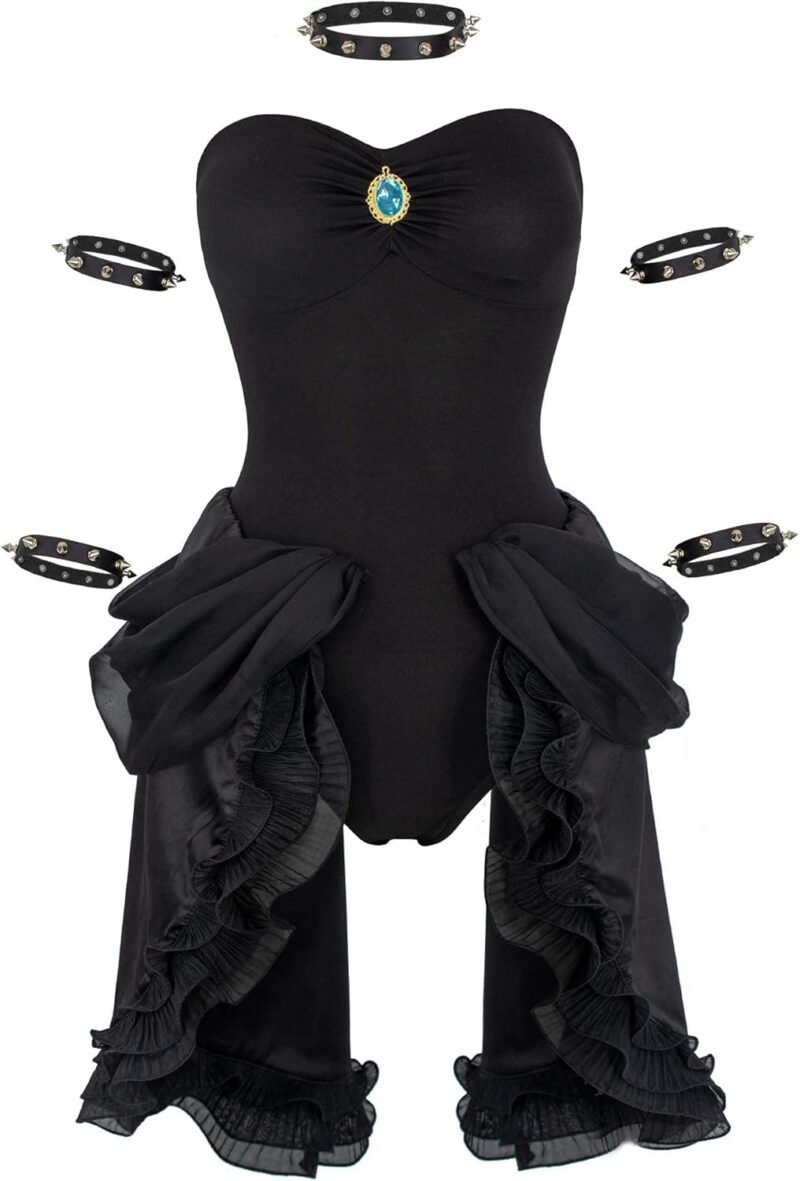 C-ZOFEK Women's Bowsette Cosplay Costume Black Dress with Accessories - Image 5
