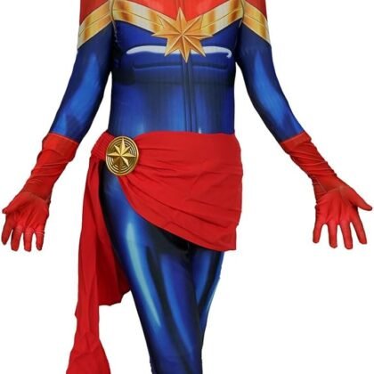 Girl's Superhero Cosplay Costume Halloween Spandex Bodysuit Costume 3D Style Cosplay Suit(Red,Kids-L)