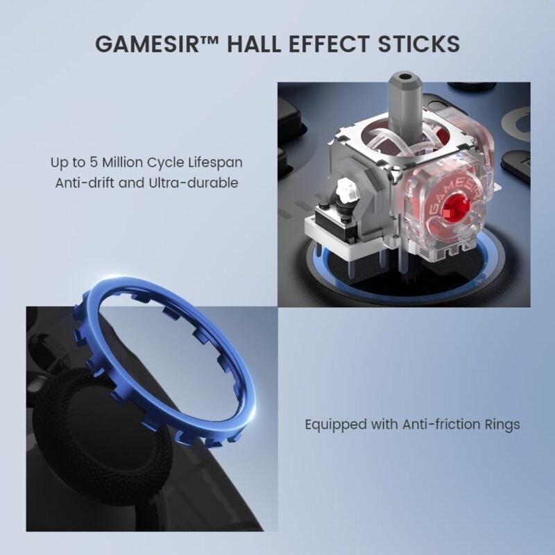 GameSir Super Nova Wireless Gaming Controller for PC/Switch/Switch 2/iOS/Android, 1000Hz Polling Rate, Hall Effect Stick & Trigger, Rubberized Grips, RGB Lighting, 1000mAh - Blue - Image 3