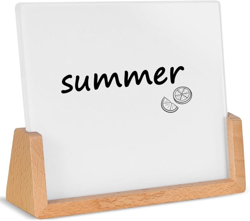 TORASO Glass Dry Erase Board - Desktop Memo Whiteboard, Wooden Base, Mini Tabletop Display (Rustic Base) - Image 7