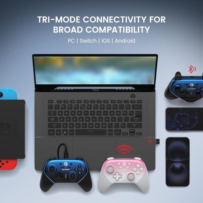 GameSir Super Nova Wireless Gaming Controller for PC/Switch/Switch 2/iOS/Android, 1000Hz Polling Rate, Hall Effect Stick & Trigger, Rubberized Grips, RGB Lighting, 1000mAh - Blue - Image 2