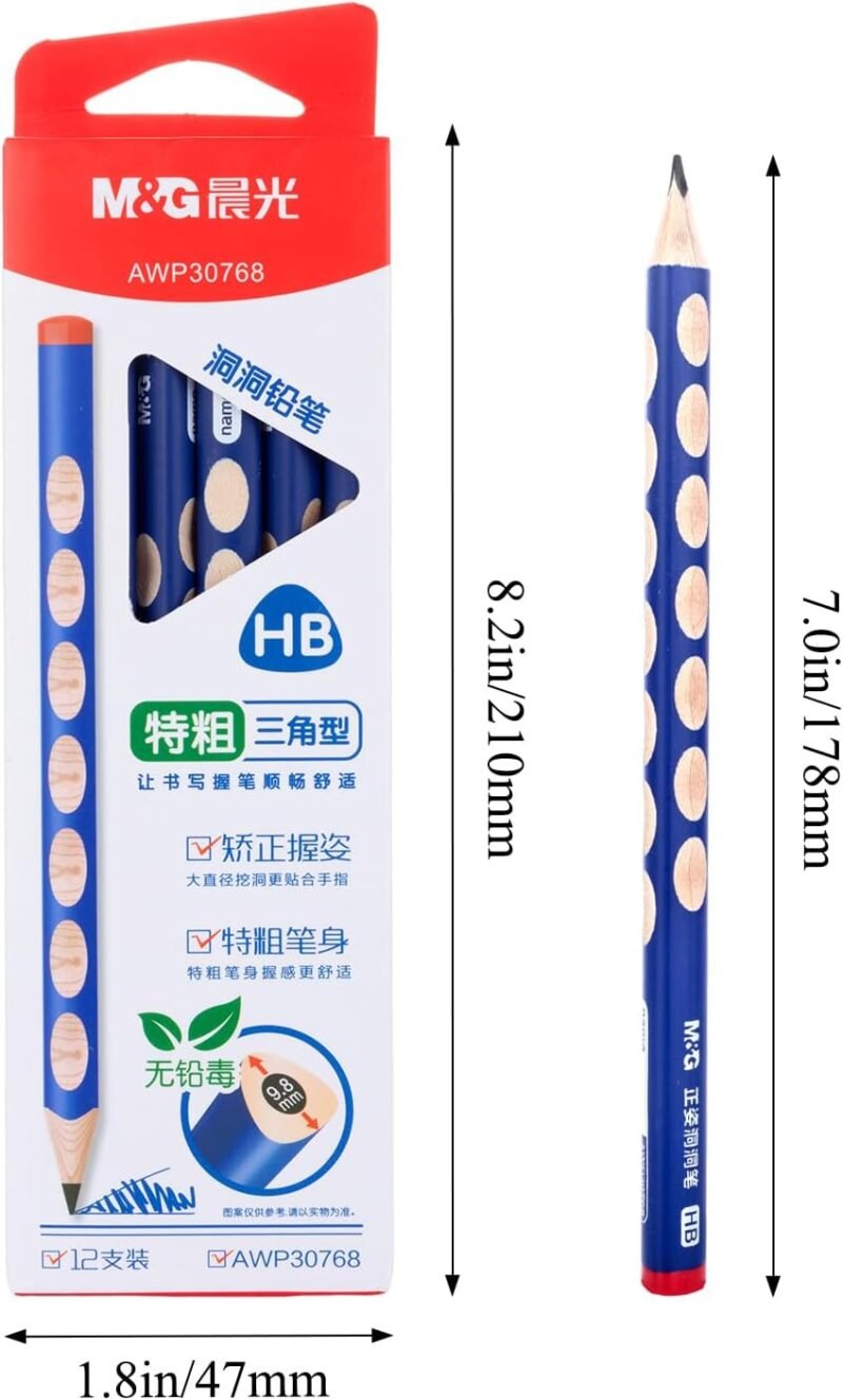 M&G 12 Pcs Triangular Pencils for Kids, Triangular Pole with Grip Correction HB Pencils, Pre-sharpened, Graphite Wood Pencils with Smooth Writing for School, Office, Painting, Sketching, Weddings - Image 7