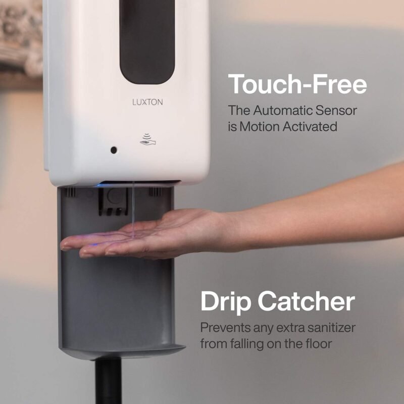 Luxton Home Automatic Hand Sanitizer Dispenser with Stand and Drip Catcher and Refillable Bottle for Restaurants, Schools, Churches - Sanitizer Stand - Image 3
