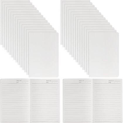24 Pcs A5 Kraft Paper Notebooks White Kraft Paper Lined Journal Bulk 8.3 x 5.5 Inches Composition Notebooks Soft Cover Diary 60 Pages Notepad for Travel Student School Office Supplies