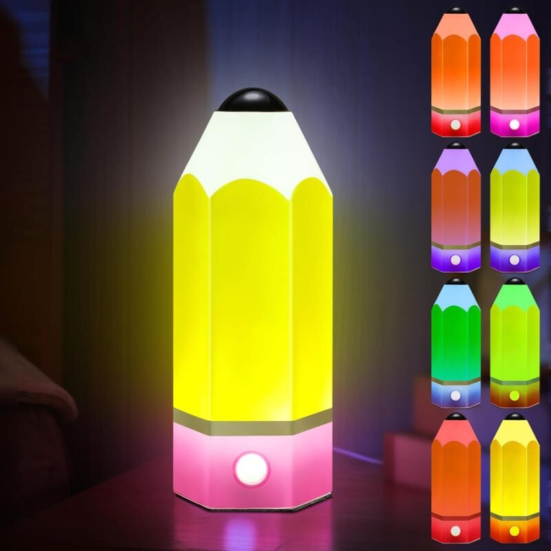 VIHOSE Classroom Pencil Lamp, Glass LED Design, Adjustable Multicolor Night Lights for Back to School Gifts Classroom Elementary Teachers Desk Garden Bedroom Table Decoration - Image 9