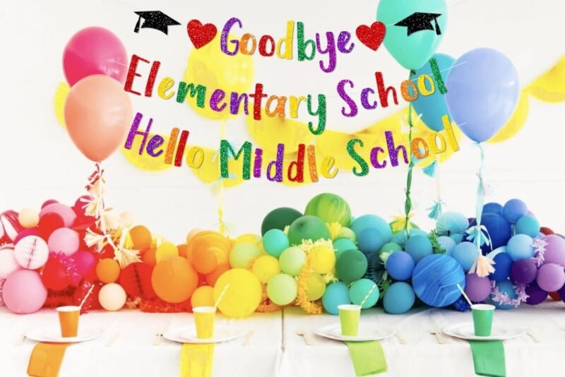 Goodbye Elementary Hello Middle School Banner, 5TH Grade Graduation Decorations 2024, Elementary Graduation Decorations, HM Last Day of Elementary Banner, End of The Elementary School Year Decor - Image 3