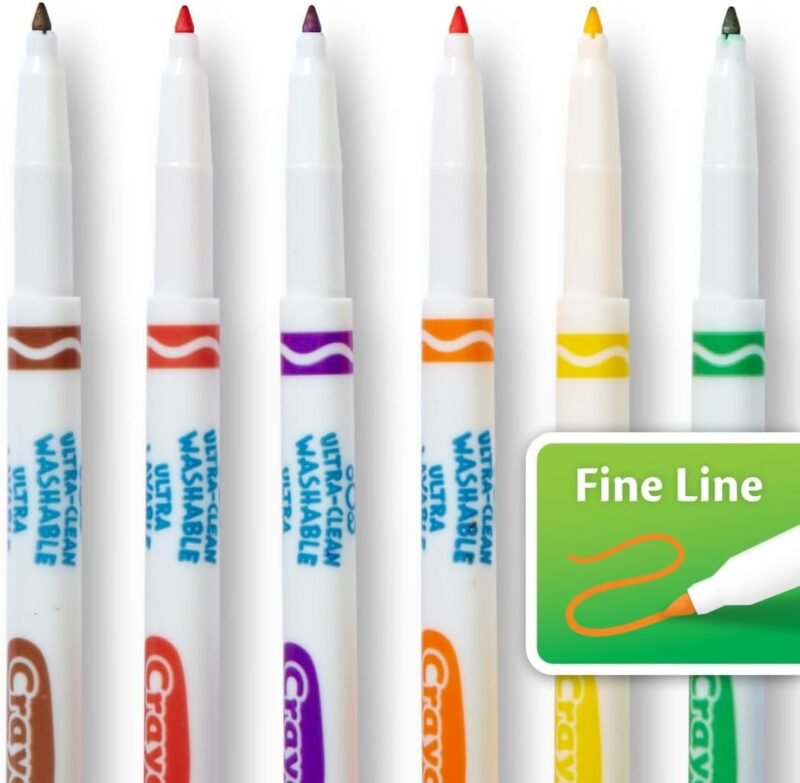 Crayola Ultra Clean Fine Line Washable Markers for School (40ct), Colored Markers for Kids, Coloring Book Art Supplies, Back to School Supplies for Teachers - Image 5