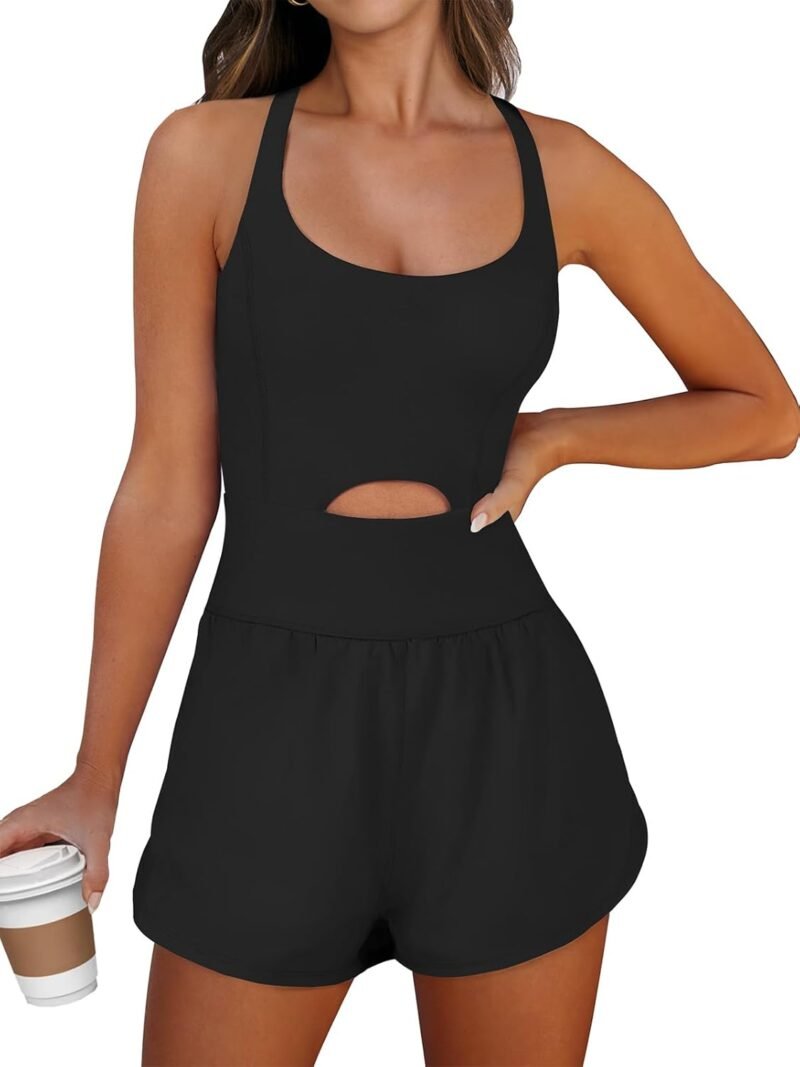 ANRABESS Women Rompers Running Exercise Workout Set One Piece Jumpsuits Gym Yoga Outfits 2025 Summer Active Wear Clothes