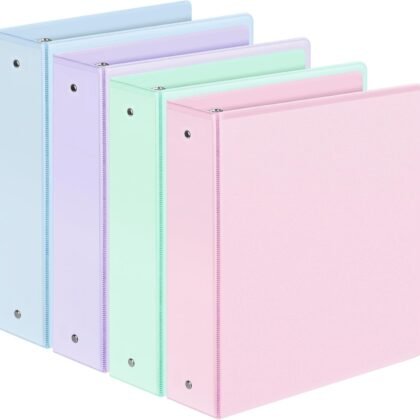 4 Pack Extra Durable 3 Ring Binders 2 Inch, Sooez 2” Three Ring Binder, Eco-Friendly & PVC Free, Customizable Clear View Cover for Letter Size 8.5 x 11'' Paper, Pastel School Office Supplies for Girl
