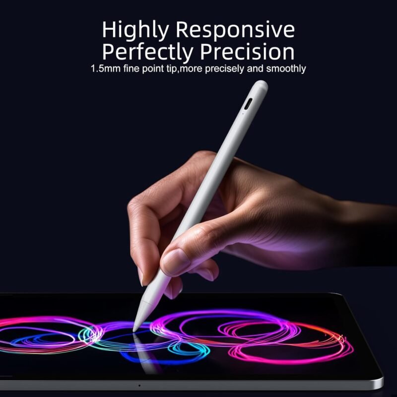 Stylus Pen for iPad 6th-11th Generation-2X Fast Charge Active Pencil Compatible with 2018-2025 Apple iPad Pro 11"/12.9"/M4, iPad Air 3/4/5/M2/M3,iPad mini 5/6 Gen-White - Image 2