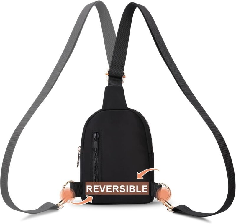 VOROLO Small Sling Bag For Men and Women，Crossbody Bags For Women with Ajustable Strap Trendy Cross body Bag Black - Image 7