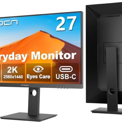 INNOCN 27" 2K 1440P QHD Monitor 100Hz IPS PC Computer Monitor for Mac Laptop, 65W USB C, HDMI, DP, Built-in Speaker, Eyes Care, Height/Pivot Adjustable, VESA Mountable - Black, 27D1Q