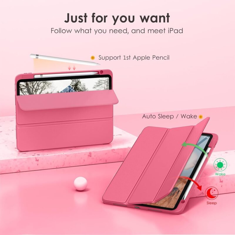 VIKESI Case for iPad (A16) 11-inch 2025 and iPad 10th Generation 10.9 Inch 2022, Clear Back and TPU Shockproof Frame Cover [Built-in Pencil Holder, Support Auto Sleep/Wake] - Watermelon - Image 5