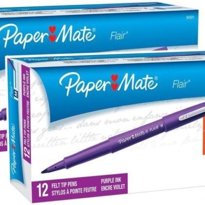 Paper Mate 8450152 Flair Porous Felt Tip Pens, Medium Point, Purple, 24-Pack