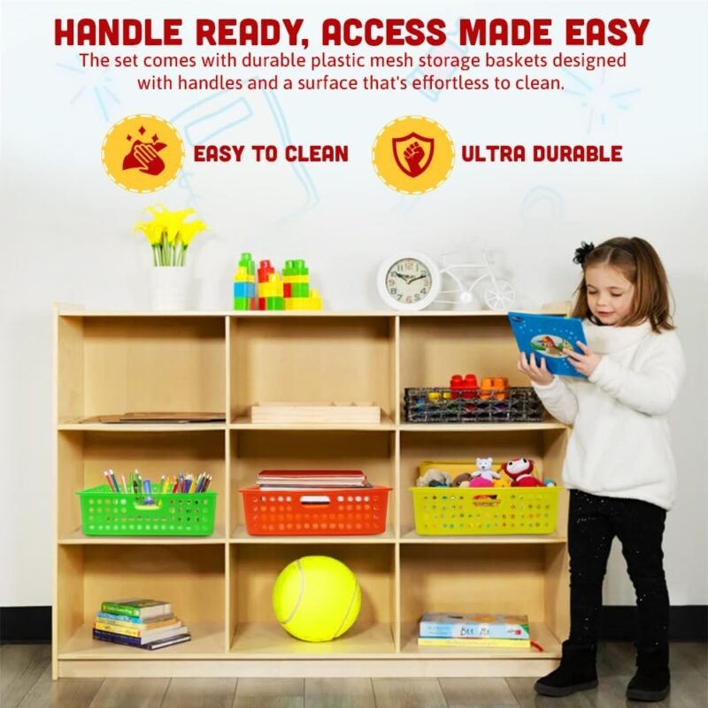 4E's Novelty 6 Pcs Colorful Plastic Classroom Storage Bins 13.75" X 10.25" for Organizing A4 Papers Trays, Turn In Containers Kids School Teachers Classroom Organization & Storage Supplies - Image 5