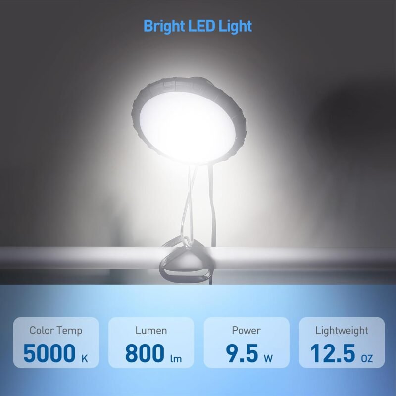 [ETL Certified] Cable Matters Portable LED Clamp Light for Workshop, Clamp On Light (LED Clamp Work Light) with 6 feet Cord, 800 Lumens, 9.5Watts, 5000K Daylight - Image 2